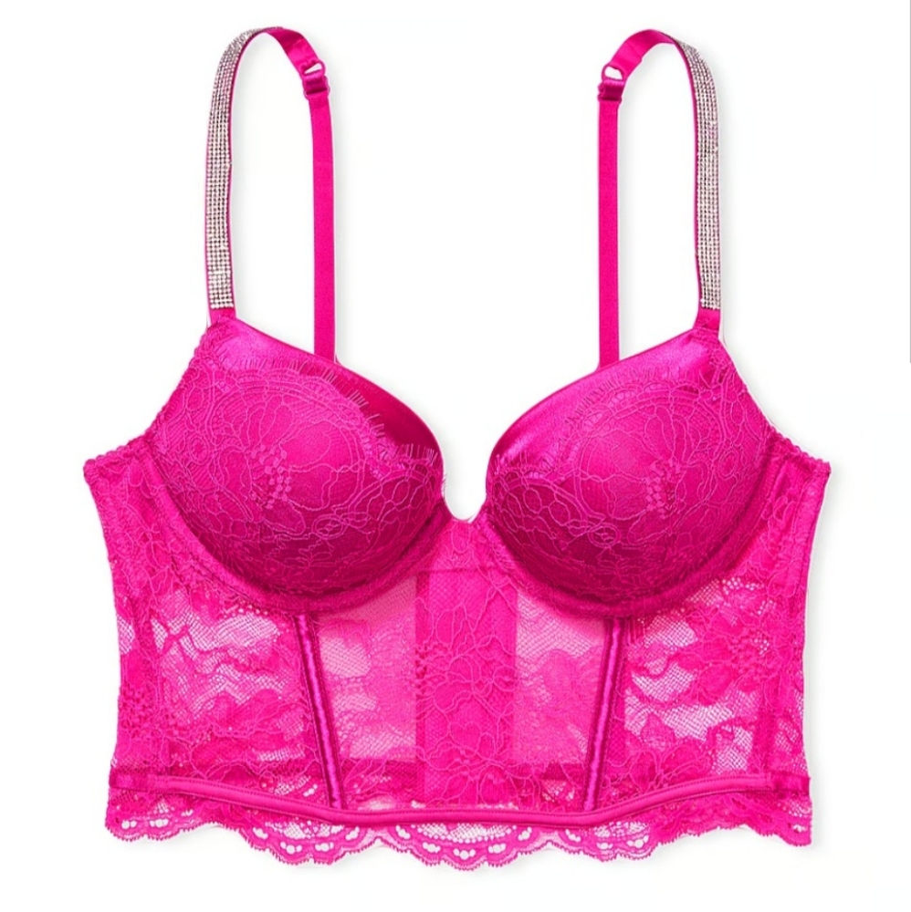 36B Victoria's Secret Shine Strap Bombshell PushUp Corset Bra Top